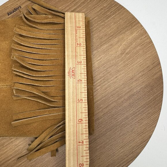 Minnetonka Women's Fringe Suede Mid Calf Boots Size 8 Camel Tan - Picture 5 of 10